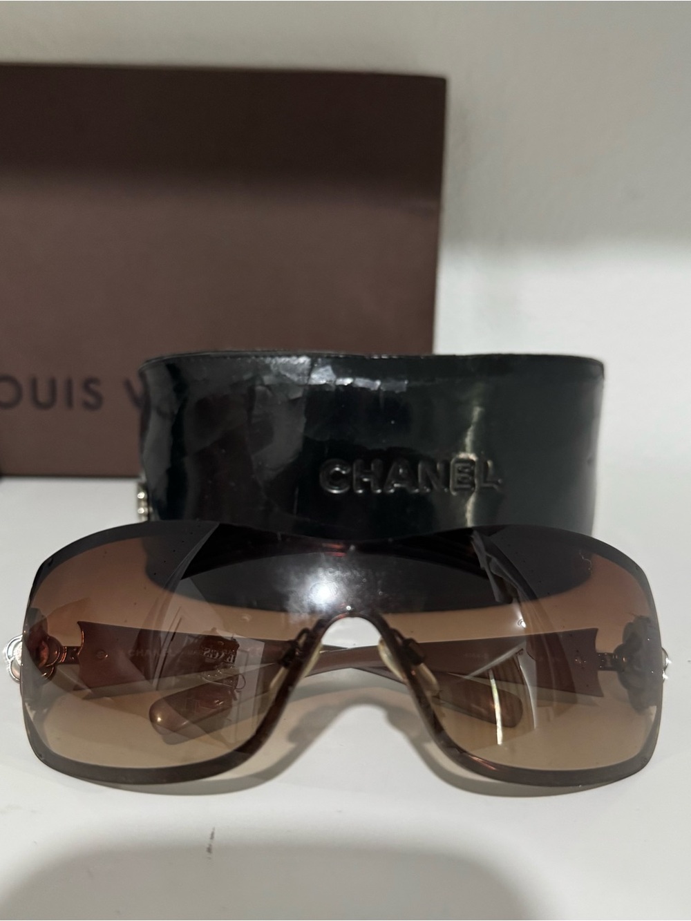 Chanel Brown Shield Sunglasses